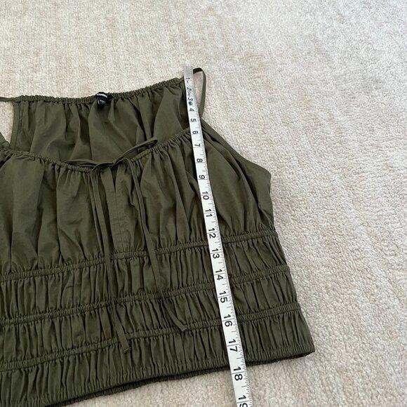 Express Green Cotton Boho Peasant Blouse Crop Top M Resort - Picture 5 of 7
